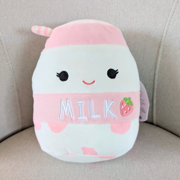 NWT Squishmallow 8" Amelie Strawberry Milk Pink Soft Plush Toy Kellytoy‎ 2022 - Picture 1 of 6